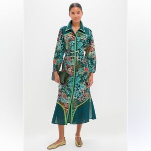 Floral Long Sleeve Dress - Teal